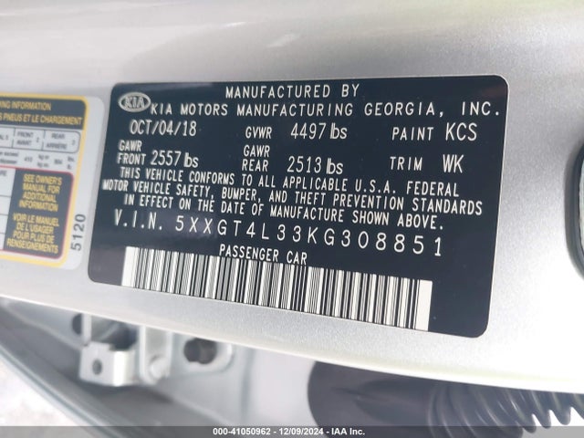 5XXGT4L33KG308851 KIA Optima Lx