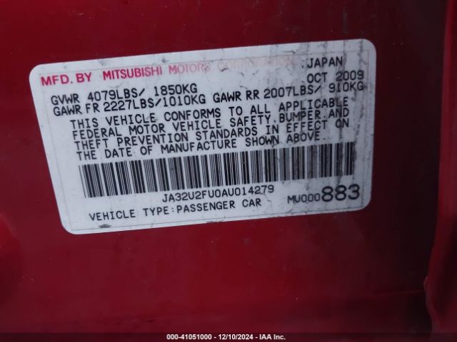 2010 MITSUBISHI LANCER JA32U2FU0AU014279 Photo 8