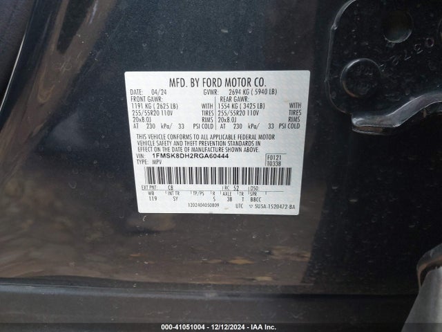 Ford EXPLORER XLT 2024 1FMSK8DH2RGA60444 Image 9