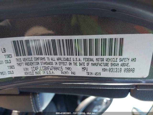 1C4PJLCBXFW700415 Jeep Cherokee Latitude
