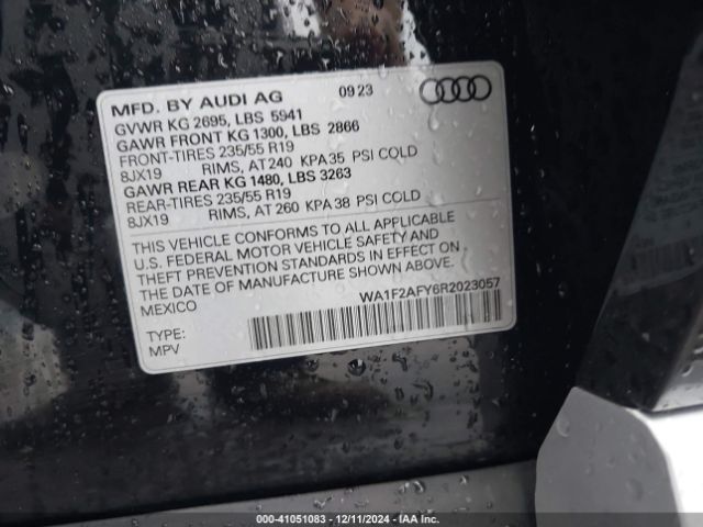 WA1F2AFY6R2023057 Audi Q5 Prestige 55 Tfsi E S Line Quattro S Tronic