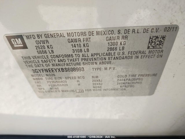 2011 CADILLAC SRX 3GYFNEEYXBS608993 Photo 8