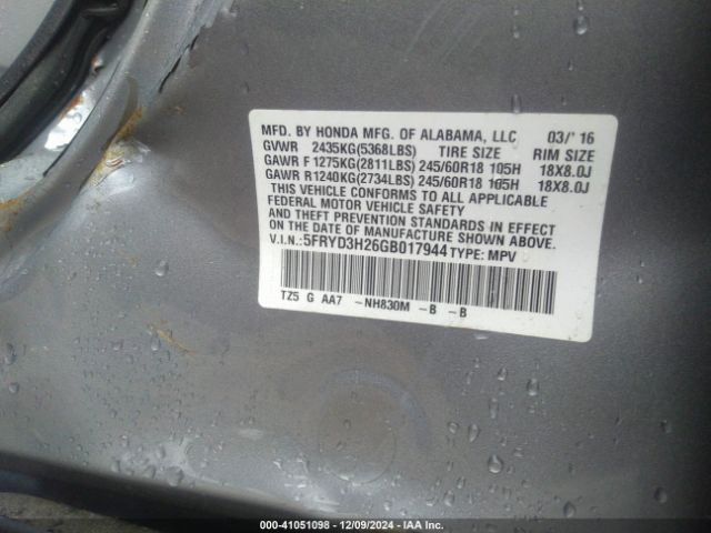5FRYD3H26GB017944 Acura j35y5