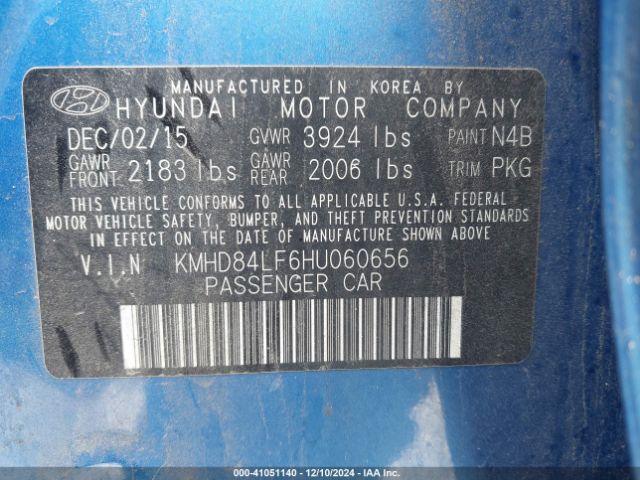 KMHD84LF6HU060656 Hyundai ELANTRA SE