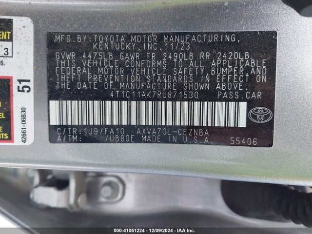 Toyota CAMRY LE 2024 4T1C11AK7RU871530 Image 9
