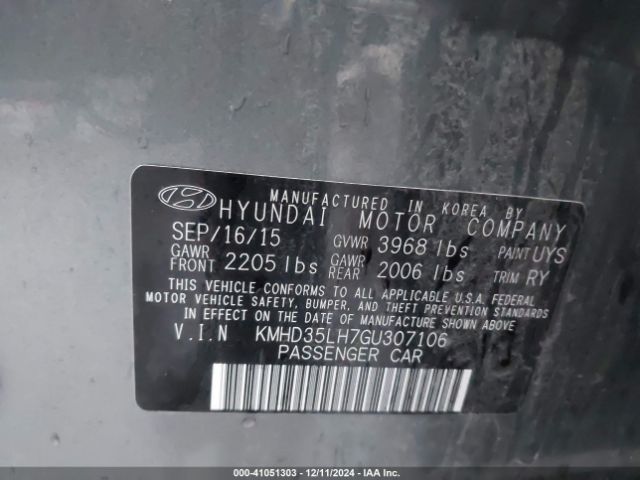 KMHD35LH7GU307106 Hyundai ELANTRA GT