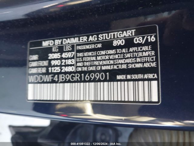 WDDWF4JB9GR169901 Mercedes-Benz C-class C 300/luxury/sport