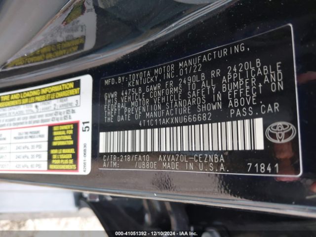 4T1C11AKXNU666682 Toyota CAMRY LE