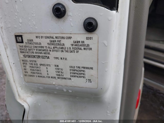 2002 CADILLAC ESCALADE 1GYEK63N72R102754 Photo 8