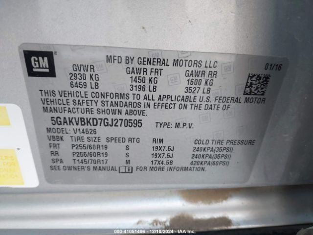 5GAKVBKD7GJ270595 Buick Enclave Leather