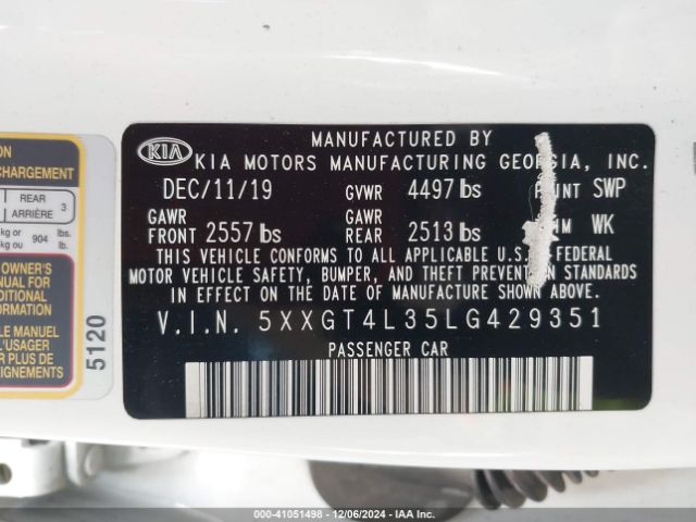 2020 KIA OPTIMA 5XXGT4L35LG429351 Photo 8