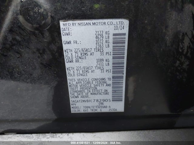 Nissan ROGUE SV 2015 5N1AT2MV8FC782905 Image 9