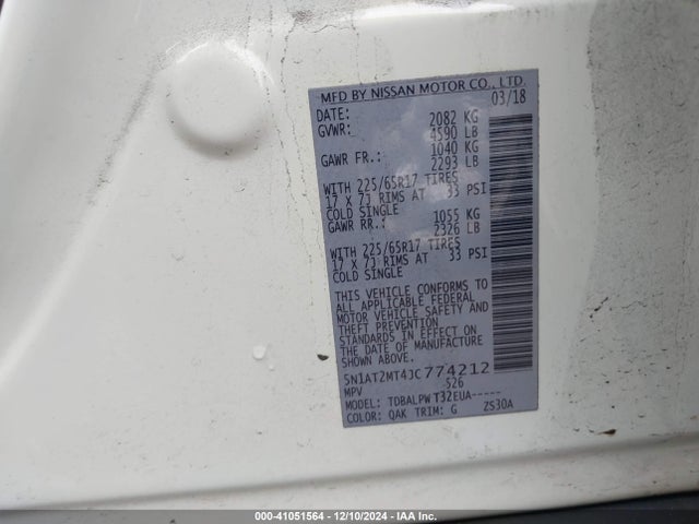 5N1AT2MT4JC774212 Nissan ROGUE S