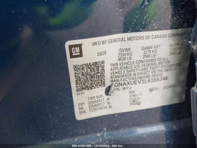 2GNAXUEV1L6165344 Chevrolet Equinox Awd Lt 1.5l Turbo