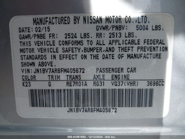 JN1BV7AR6FM405672 Infiniti Q50 Premium