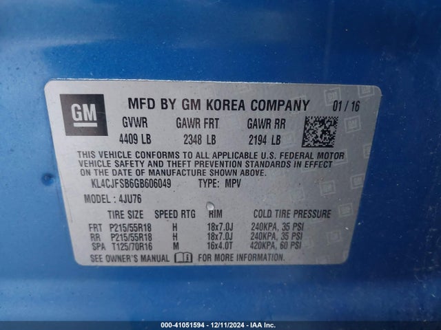 Buick Encore Convenience 2016 KL4CJFSB6GB606049 Image 9