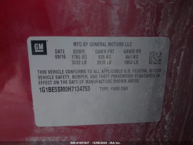1G1BE5SM0H7134753 Chevrolet Cruze Lt Auto
