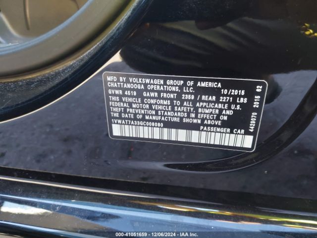1VWAT7A33GC008080 Volkswagen Passat 1.8t S