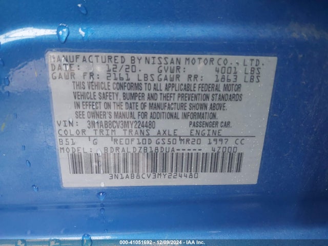 3N1AB8CV3MY224480 Nissan Sentra Sv Xtronic Cvt