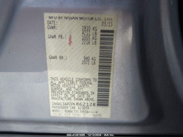 1N4AL3AP2FN862128 Nissan Altima 2.5 Sl
