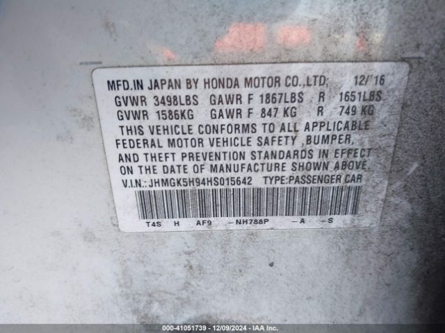 JHMGK5H94HS015642 Honda Fit Ex-l