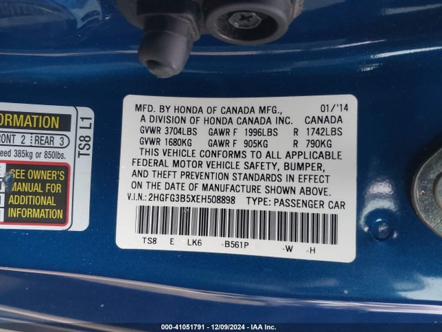 Honda Civic Lx 2014 2HGFG3B5XEH508898 Image 9