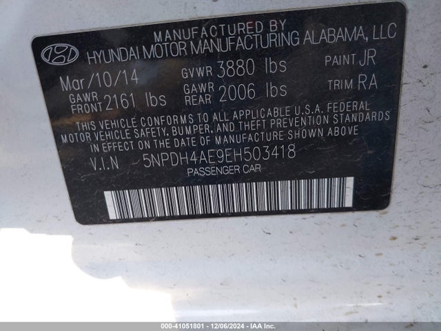 Hyundai ELANTRA SE 2014 5NPDH4AE9EH503418 Image 9