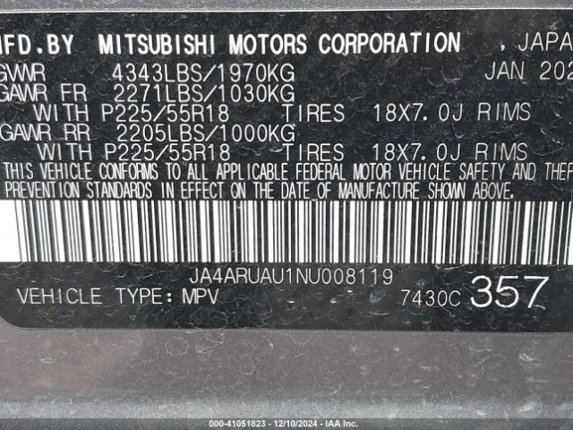 2022 MITSUBISHI OUTLANDER SPORT JA4ARUAU1NU008119 Photo 8