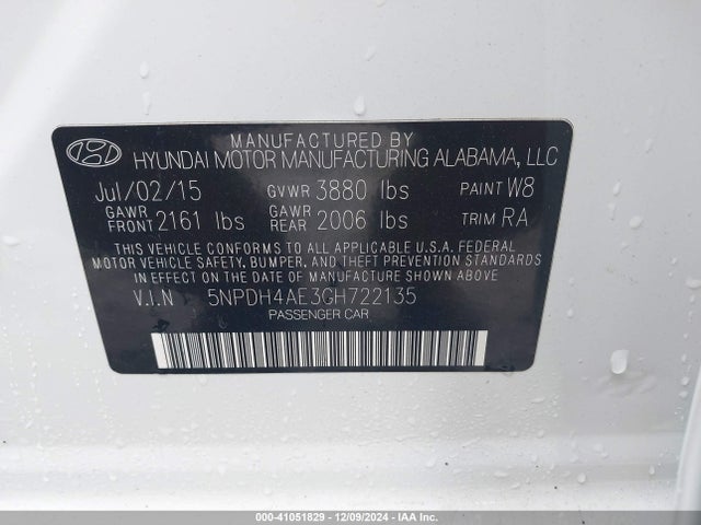 Hyundai ELANTRA SE 2016 5NPDH4AE3GH722135 Image 9