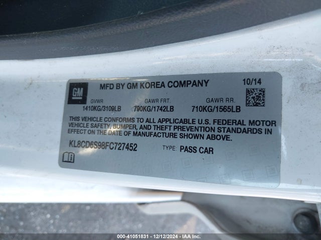 Chevrolet Spark 1lt Cvt 2015 KL8CD6S98FC727452 Image 9