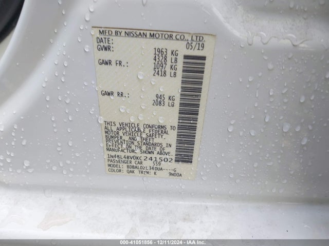 Nissan Altima 2.5 S 2019 1N4BL4BV0KC241502 Image 9