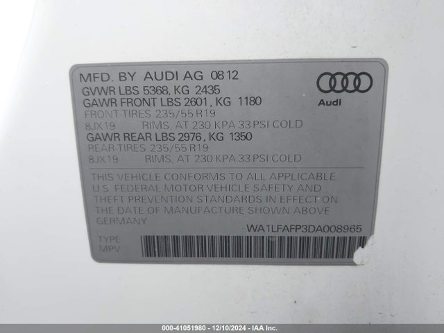 2013 AUDI Q5 WA1LFAFP3DA008965 Photo 8