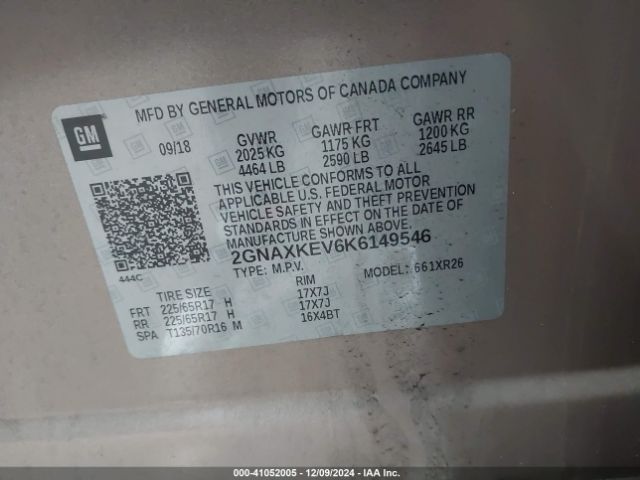 2GNAXKEV6K6149546 Chevrolet EQUINOX LT