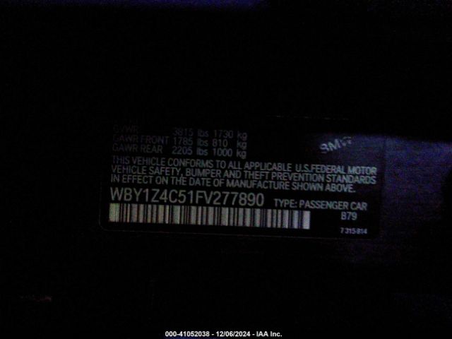 WBY1Z4C51FV277890 BMW I3 Base W/range Extender