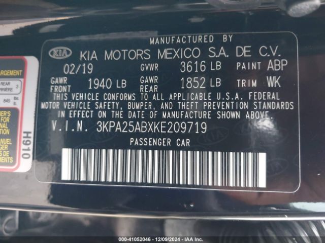 3KPA25ABXKE209719 KIA Rio 5-door S