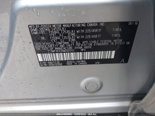 Toyota Rav4 Xle 2016 2T3WFREV2GW292242 Image 9