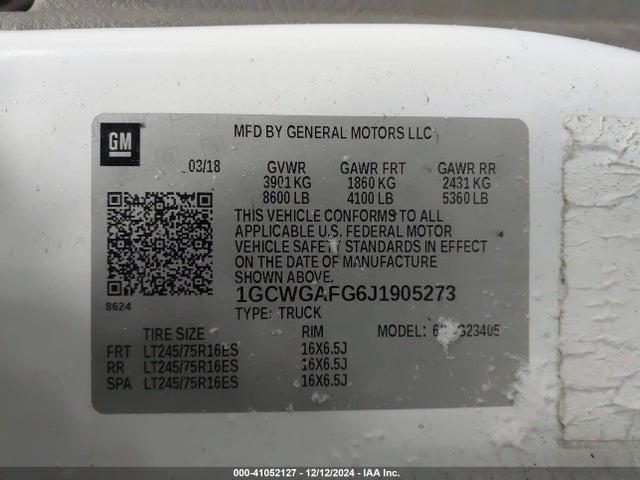Chevrolet Express 2500 Work Van 2018 1GCWGAFG6J1905273 Image 9