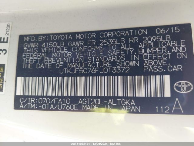 JTKJF5C76FJ013372 Scion TC
