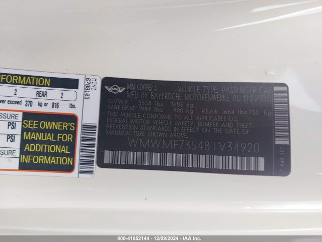 2008 MINI COOPER S WMWMF73548TV34920 Photo 8