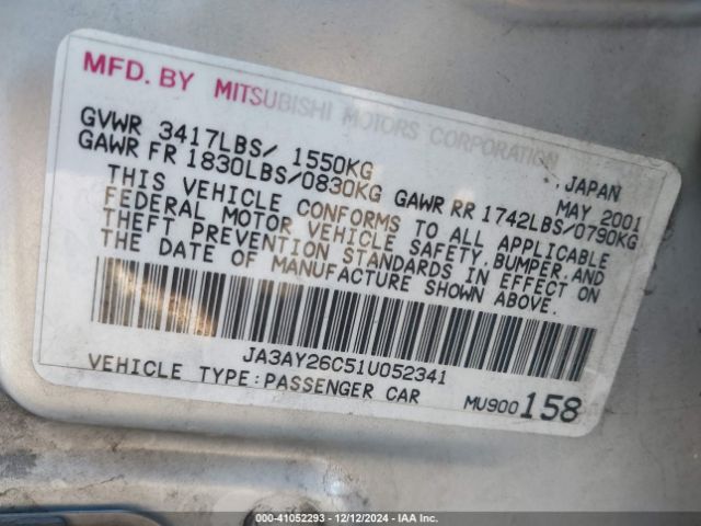 2001 MITSUBISHI MIRAGE JA3AY26C51U052341 Photo 8