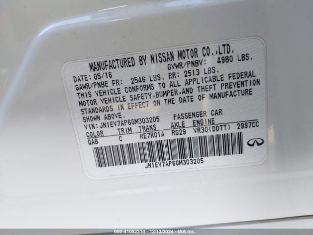 JN1EV7AP6GM303205 Infiniti Q50 3.0t Premium