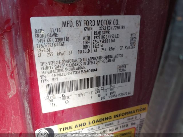 1FMJU1HT2HEA40894 Ford Expedition Xlt
