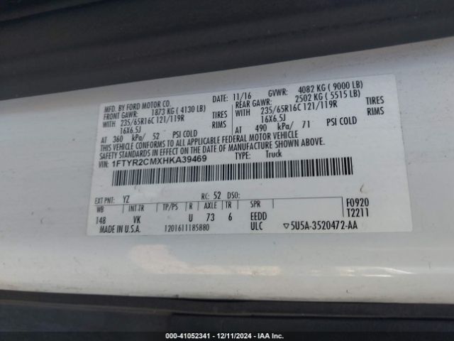 1FTYR2CMXHKA39469 Ford Transit-250