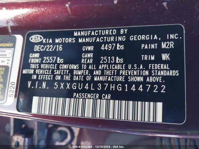 KIA OPTIMA EX 2017 5XXGU4L37HG144722 Image 9