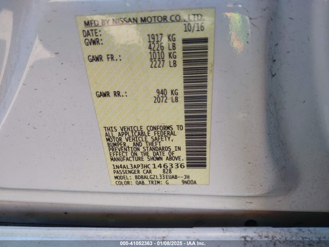 Nissan Altima 2.5 S 2017 1N4AL3AP3HC146336 Image 9