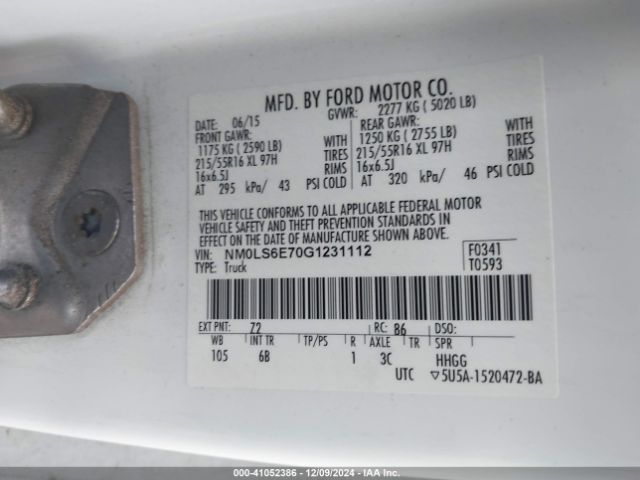 NM0LS6E70G1231112 Ford Transit Connect Xl