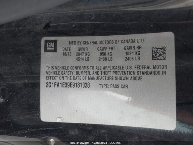 2G1FA1E39E9181038 Chevrolet Camaro 2ls