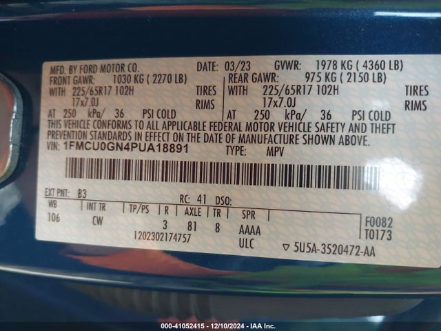 Ford Escape Active 2023 1FMCU0GN4PUA18891 Image 9