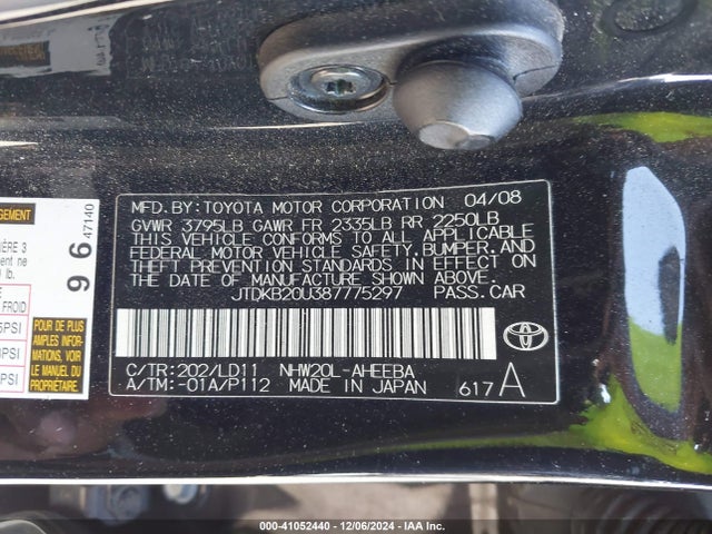 Aukcja sprzedaży 2008 Toyota Prius Touring, vin: JTDKB20U387775297, numer aukcji: 41052440