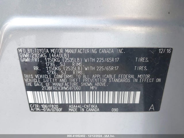 Toyota RAV4 LE 2017 2T3BFREV3HW587060 Image 9